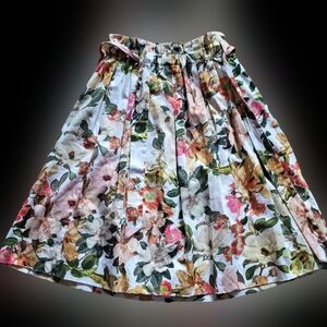 ANTONIO MELANI Floral A-Line Skirt in Pink and Green